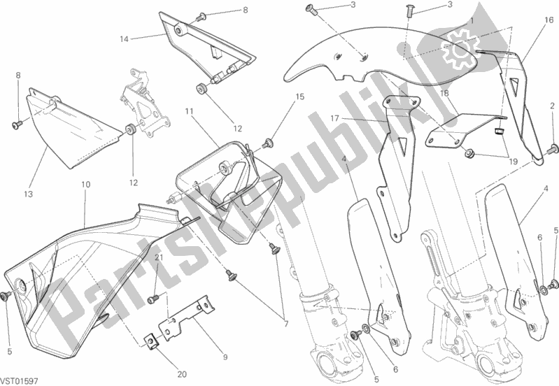 All parts for the Half Fairing of the Ducati Scrambler Classic Thailand USA 803 2018